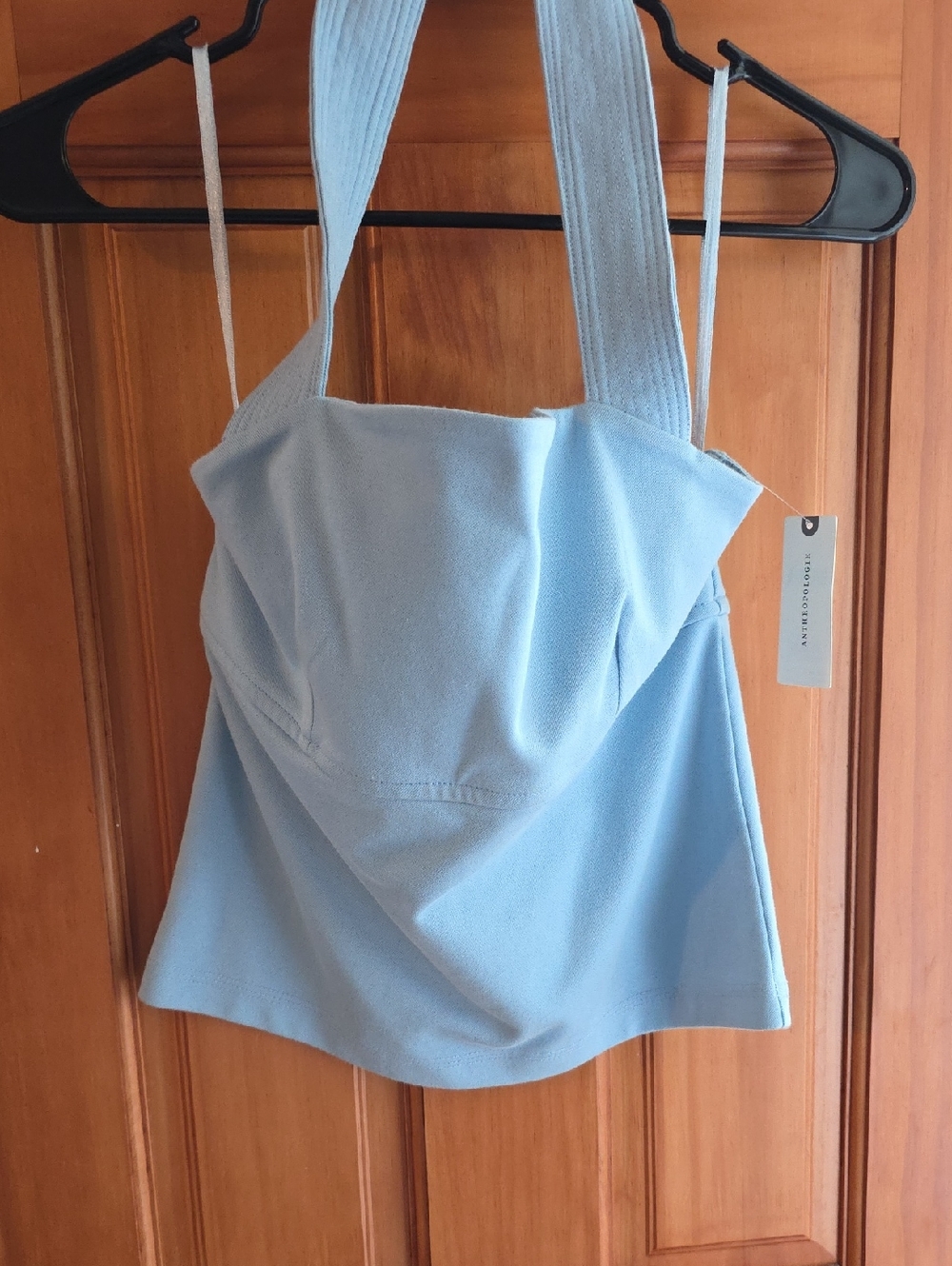 Anthropologie Light Blue Square-Neck Tank Top